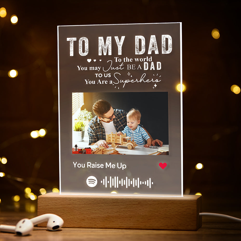 Night Light Personalized Photo Engraved Text Acrylic Lamp Plaque Best Dad Ever Gift for Dad