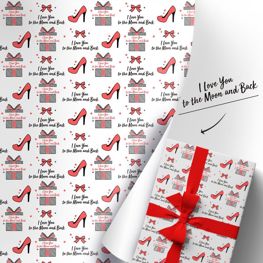 Custom Gift Wrapping Paper I Love You To The Moon And Back