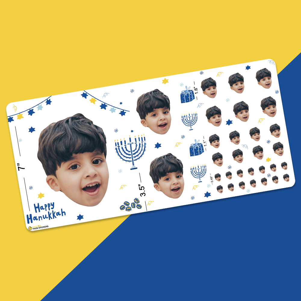 Custom Face Sticker Sheet -  Happy Hanukkah Super Boy