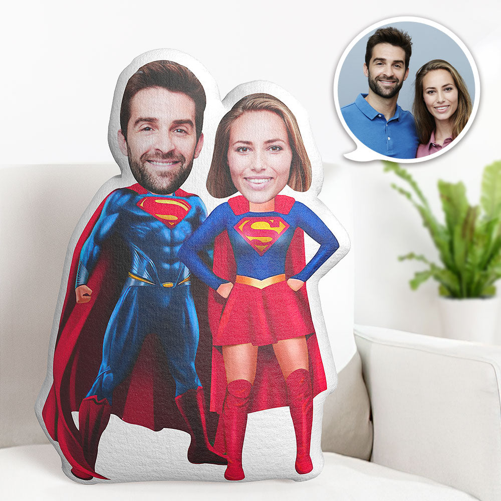 Valentine's Day Gifts Custom Superhero Pillow Personalized Face Pillow Customized Mr. and Mrs. Superman Pillow
