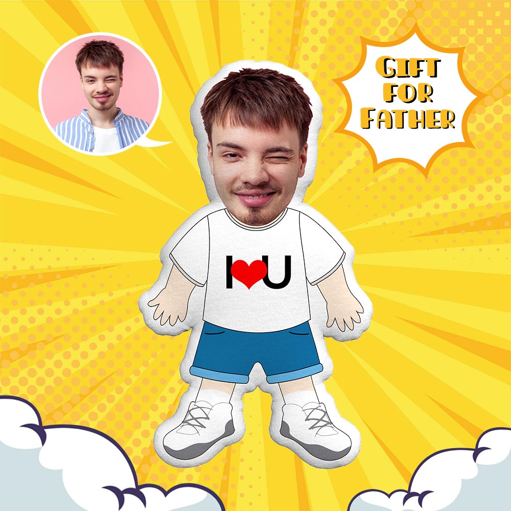 I LOVE U Pillow Custom Face Pillow Personalized Photo Pillow Female Magician Doll Custom MinIMe Pillow