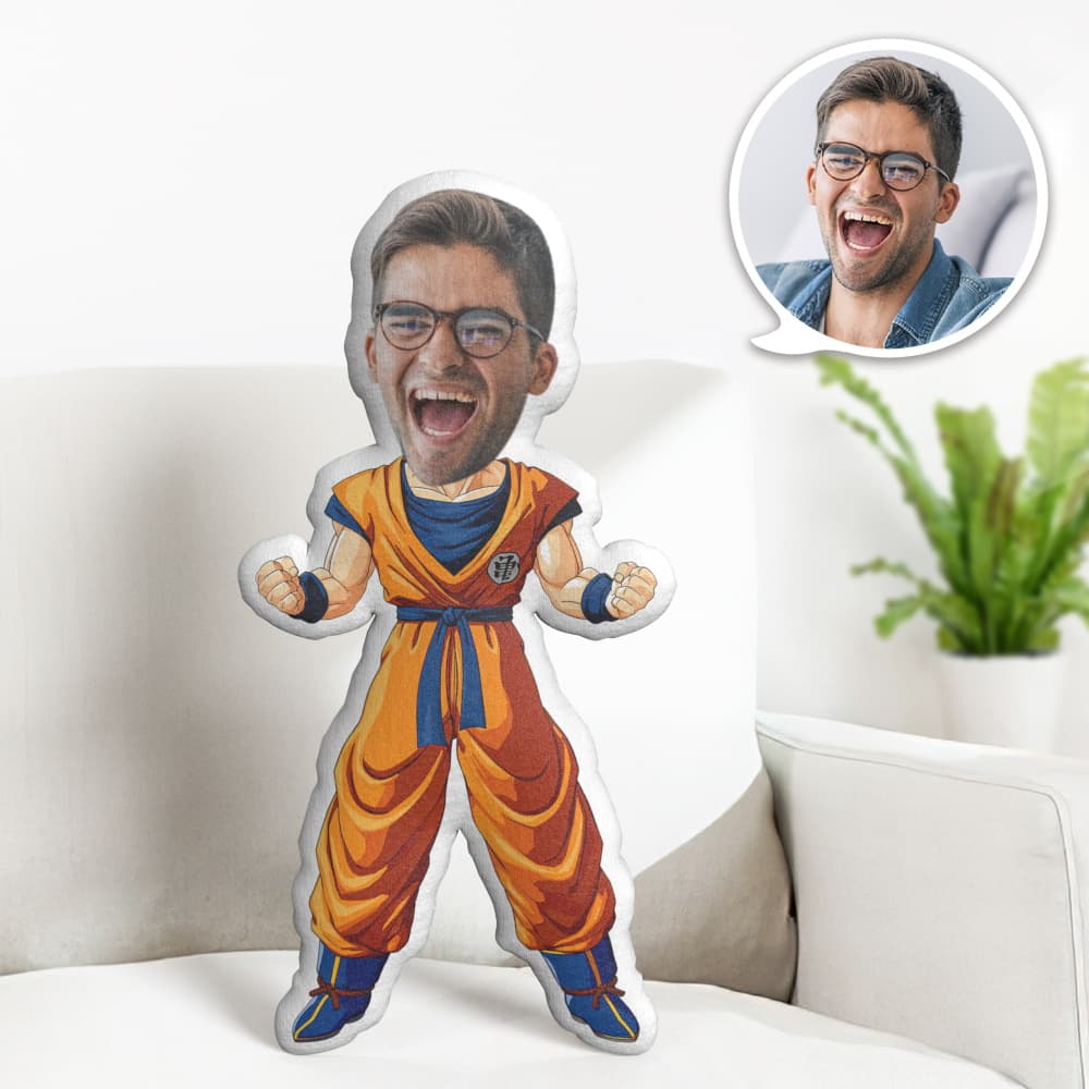 Custom Face Pillow Personalized Photo Pillow Goku MiniMe Pillow Gifts for Him