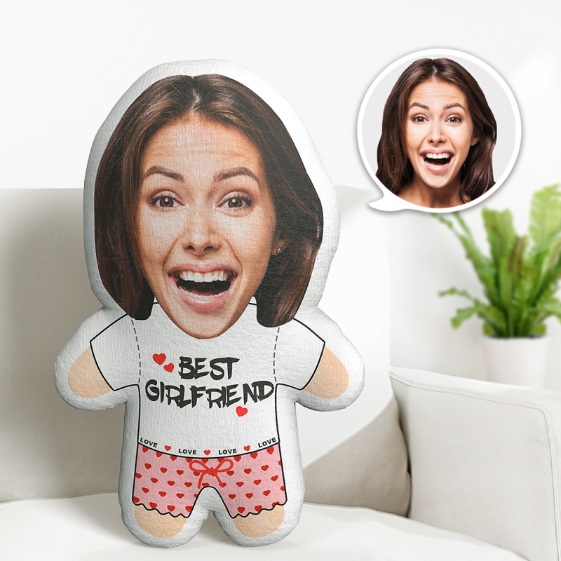 Best Girlfriend Minime Teddy Pillow Custom Face Personalized Photo Min