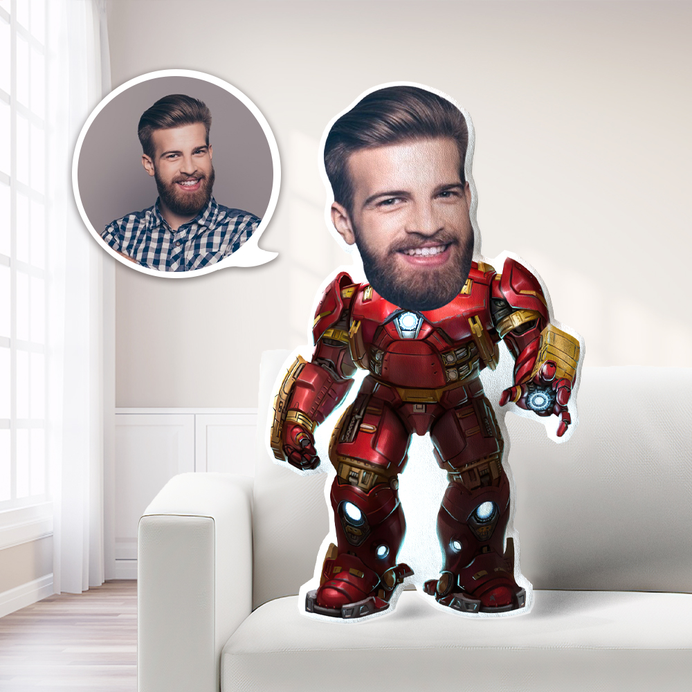 Hulkbuster Gifts Custom Face Pillow Superhero Personalised Photo Pillow Gift Pillow Toy Hulkbuste Throw Pillow MiniMe  Pillow