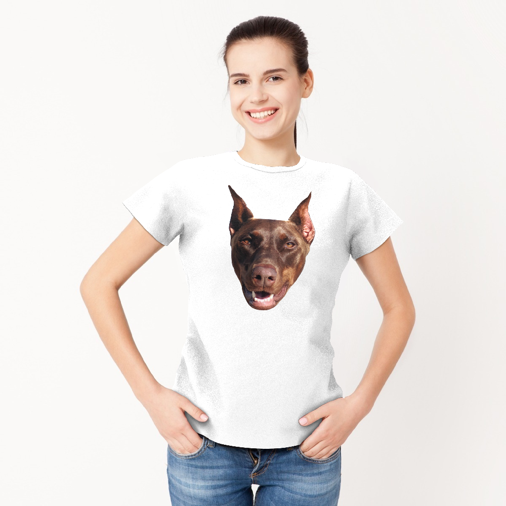 Custom My Face T-shirt Funny Dog Woman Pet Tee