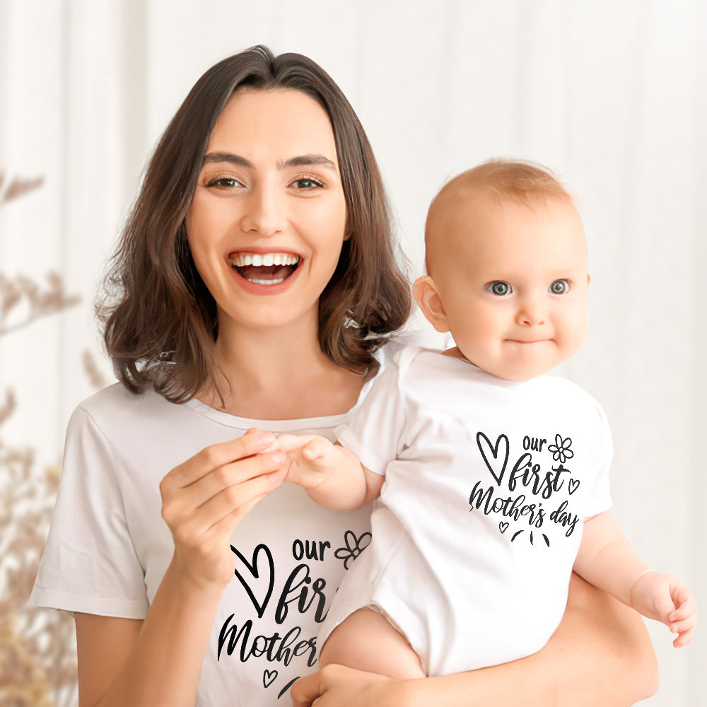 Our First Mother's Day Gift Shirt Mother's Day Mommy And Baby Matching Outfit
