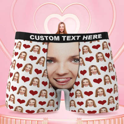 3D Preview Custom Face Boxer Shorts Personalized Photo Boxer with Love Heart