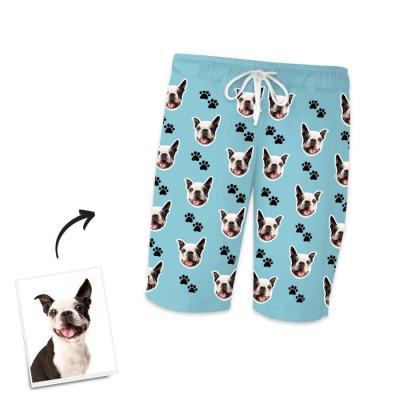 Custom Dog Photo Short Pajama Pants-Footprints