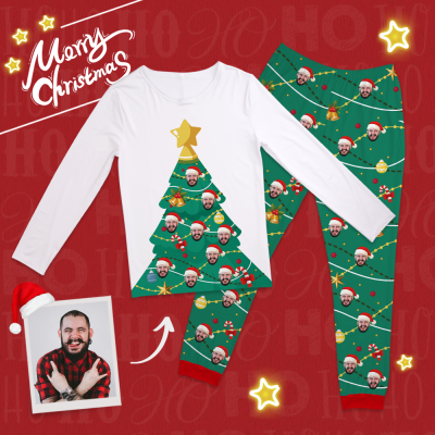 Custom Face Christmas Tree Pajamas Suit