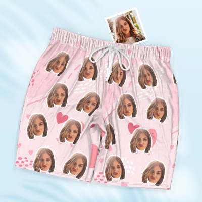 Custom Face Short Sleeved Pajamas Personalised Women's Sleepwear Pants Love Gifts For Her