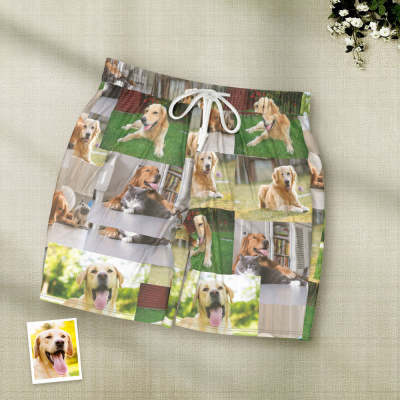 Custom Photo Pajama Shorts Personalized Short Sleeve Pajamas with 5 Photos Summer Pajama Gifts