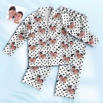 Custom Photo Pajama Pants Personalized Special Love Hearts Women Men Set Pajamas