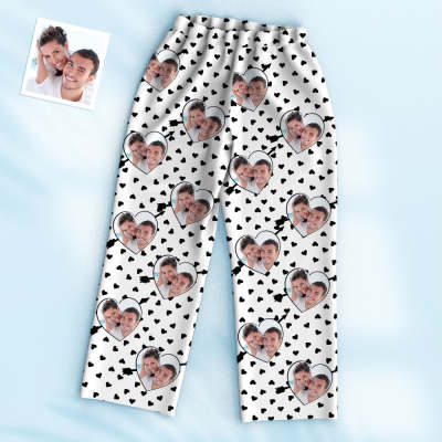 Custom Photo Pajama Pants Personalized Special Love Hearts Women Men Set Pajamas