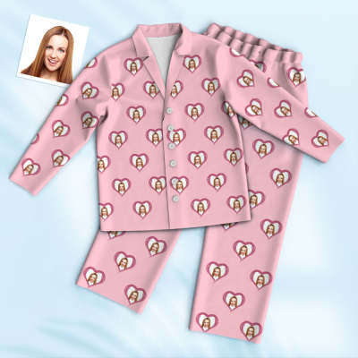 Custom Face Pajamas Personalized Photo Pink Pajama Set