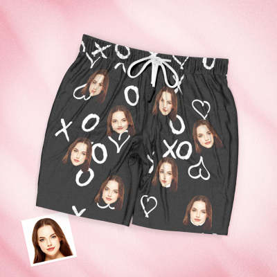 Custom Face Short Sleeved Pajamas Shorts Personalized Photo Sleepwear Women Men Summer Pajamas Valentine's Day Gift - XO