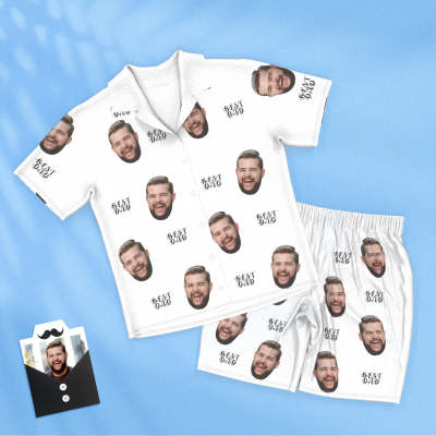 Custom Face Short Sleeved Pajamas Personalized Photo Sleepwear Women Men Pajamas Best Dad Father's Day Gifts
