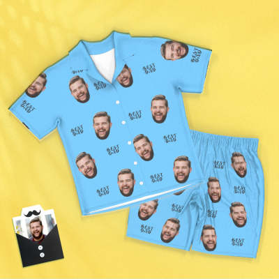 Custom Face Short Sleeved Pajamas Personalized Photo Sleepwear Women Men Pajamas Best Dad Father's Day Gifts