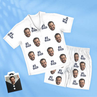 Custom Face Short Sleeved Pajamas Personalized Photo Sleepwear Women Men Pajamas #1 Dad Father's Day Gifts