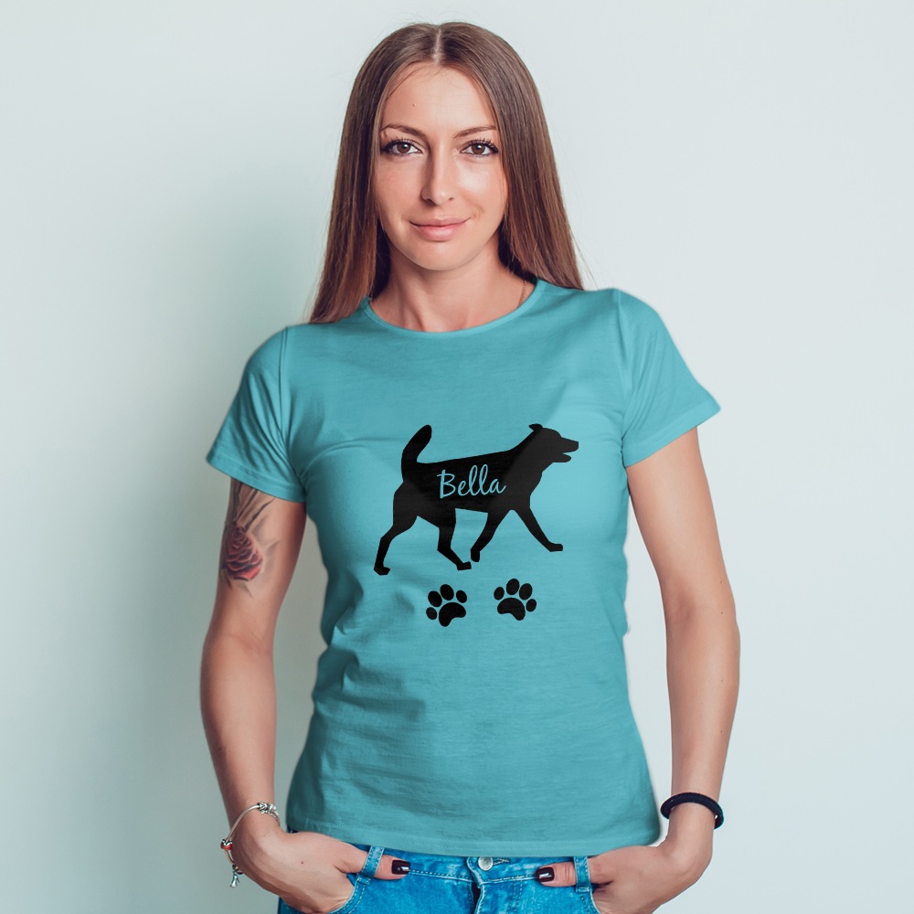 Custom Name Colorful Shirt Women's Cotton T-shirt Love You Dog