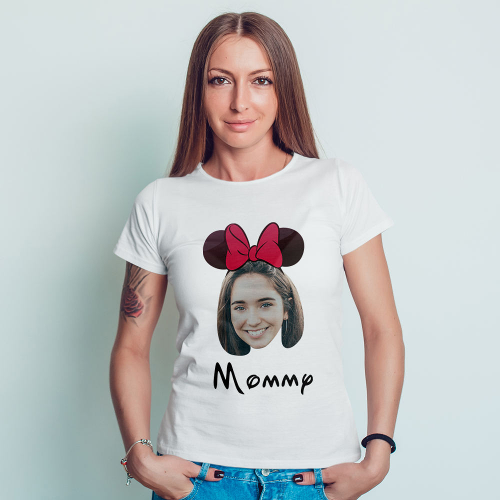 Custom Face Family Matching Shirt Women's Cotton T-shirt For Mom