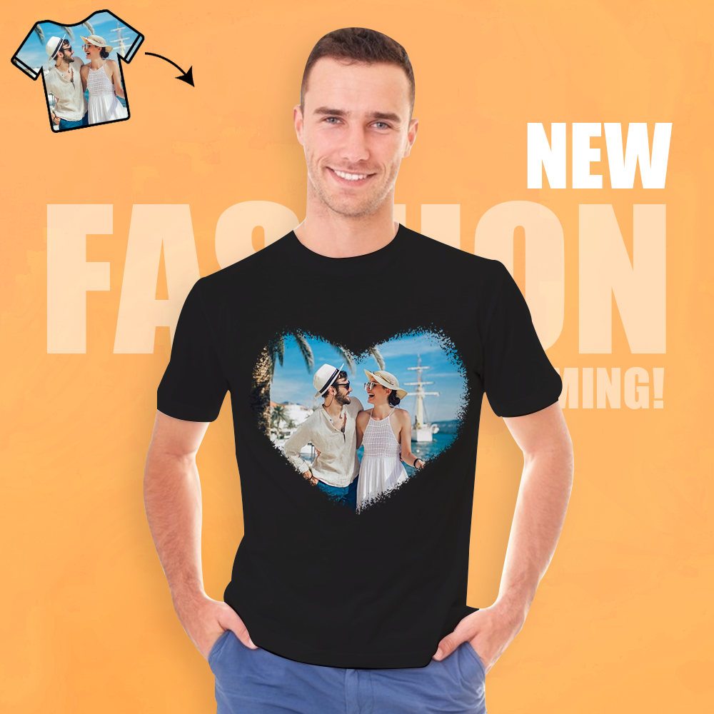 Personalized Heart Photo T-Shirt Personalized Shirt Black Best Gift