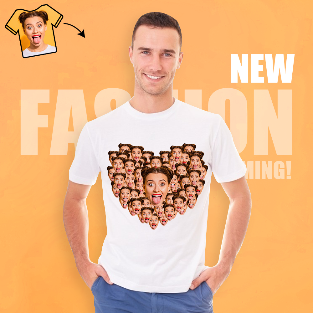 Personalized Heart Face Mash T-Shirt Personalized Shirt White Best Gift