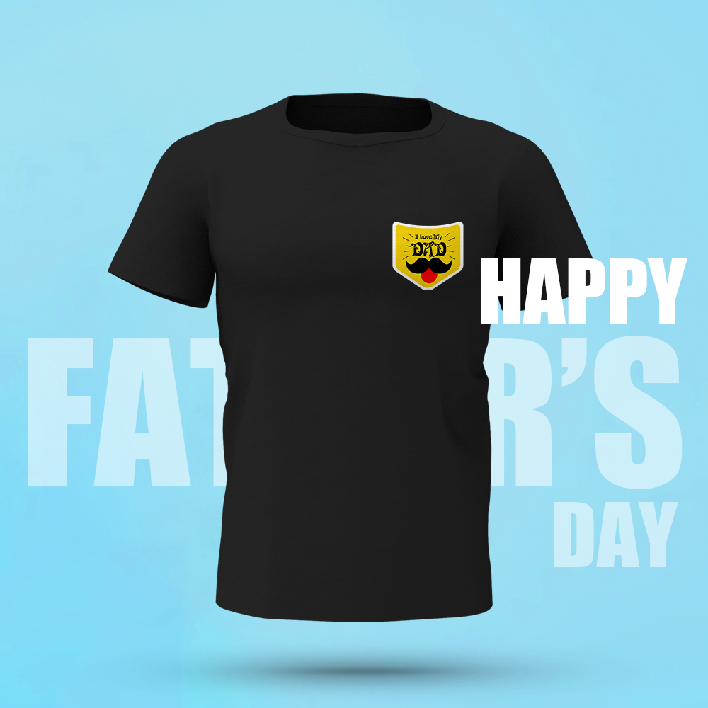 Custom Photo T-shirt I Love My Dad Printed Pocket Design T-shirt