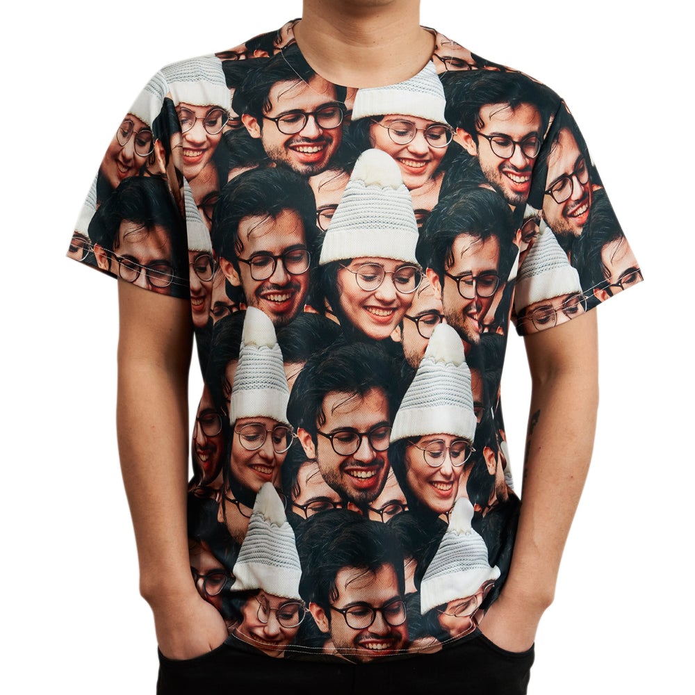 Custom Couple Face All Over Print Tee Two Face Men's T-shirt