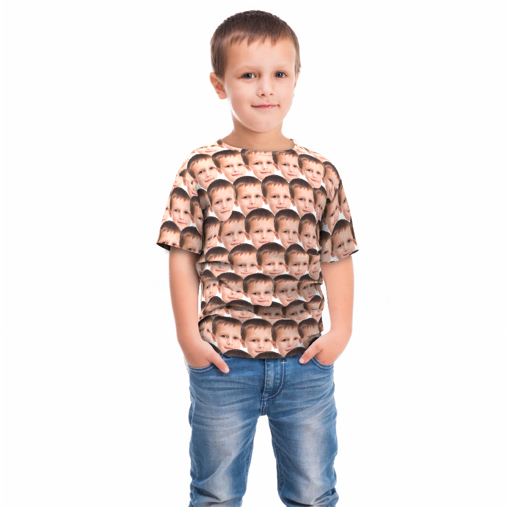 Kids Size Custom Mash Face T-shirt All Over Print Tee