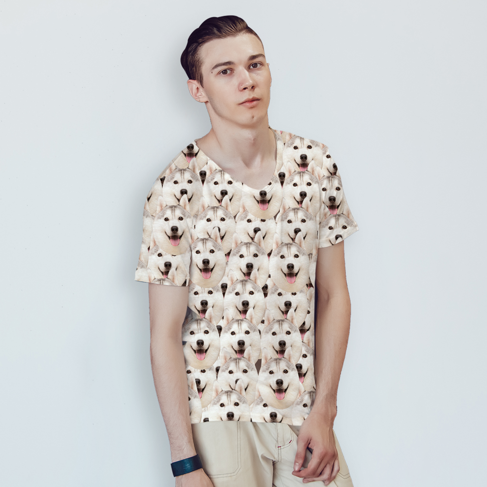 Custom Mash Face All Over Print T-shirt Love My Dog