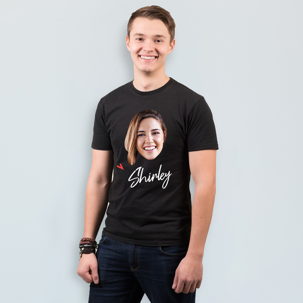 Custom Photo Name Man T-shirt