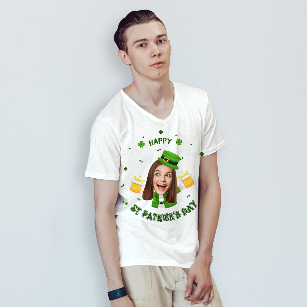 Custom My Face T-shirt Happy St. Patrick's Day Man Tee