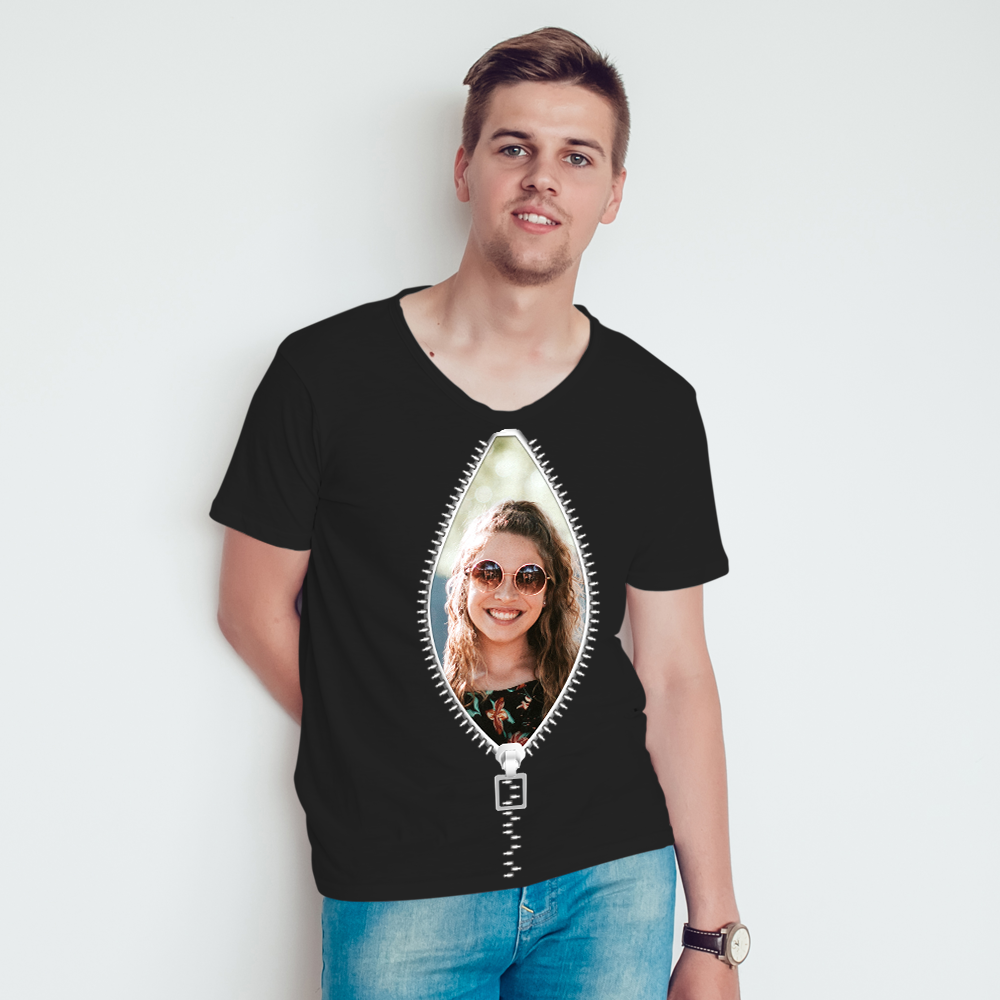 Custom T-shirt Funny Face In Zipper