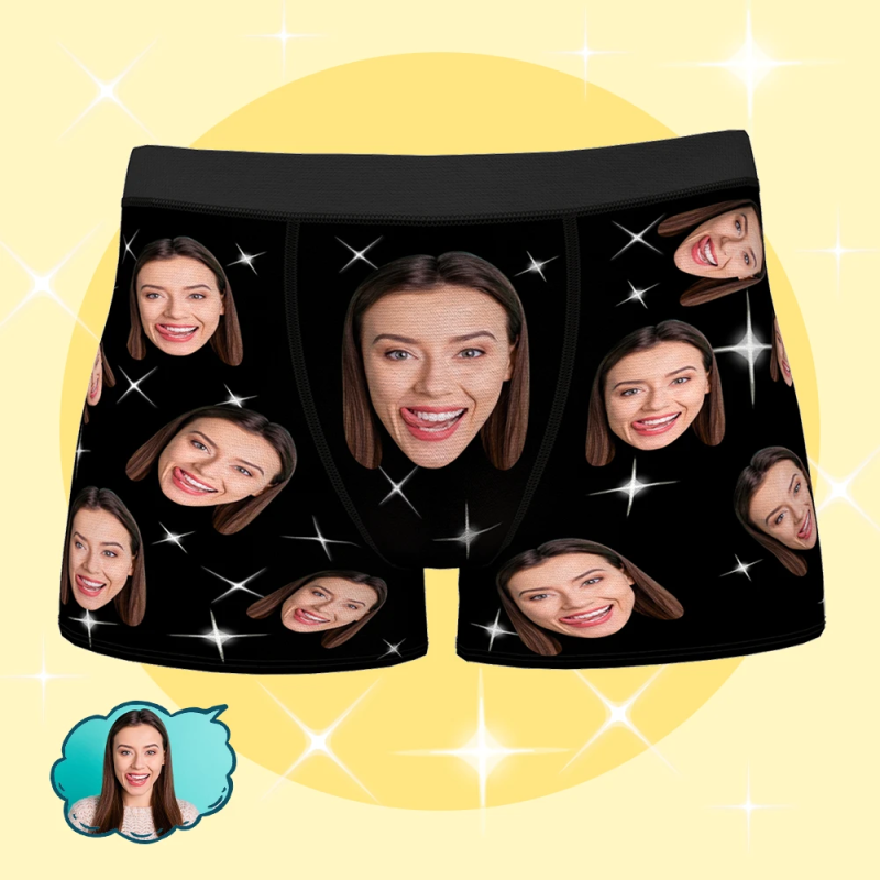Custom Funny Face Boxers Underwear for Women Men Couples Personalize Shorts  Underpants Briefs Christmas valentine' day gifts