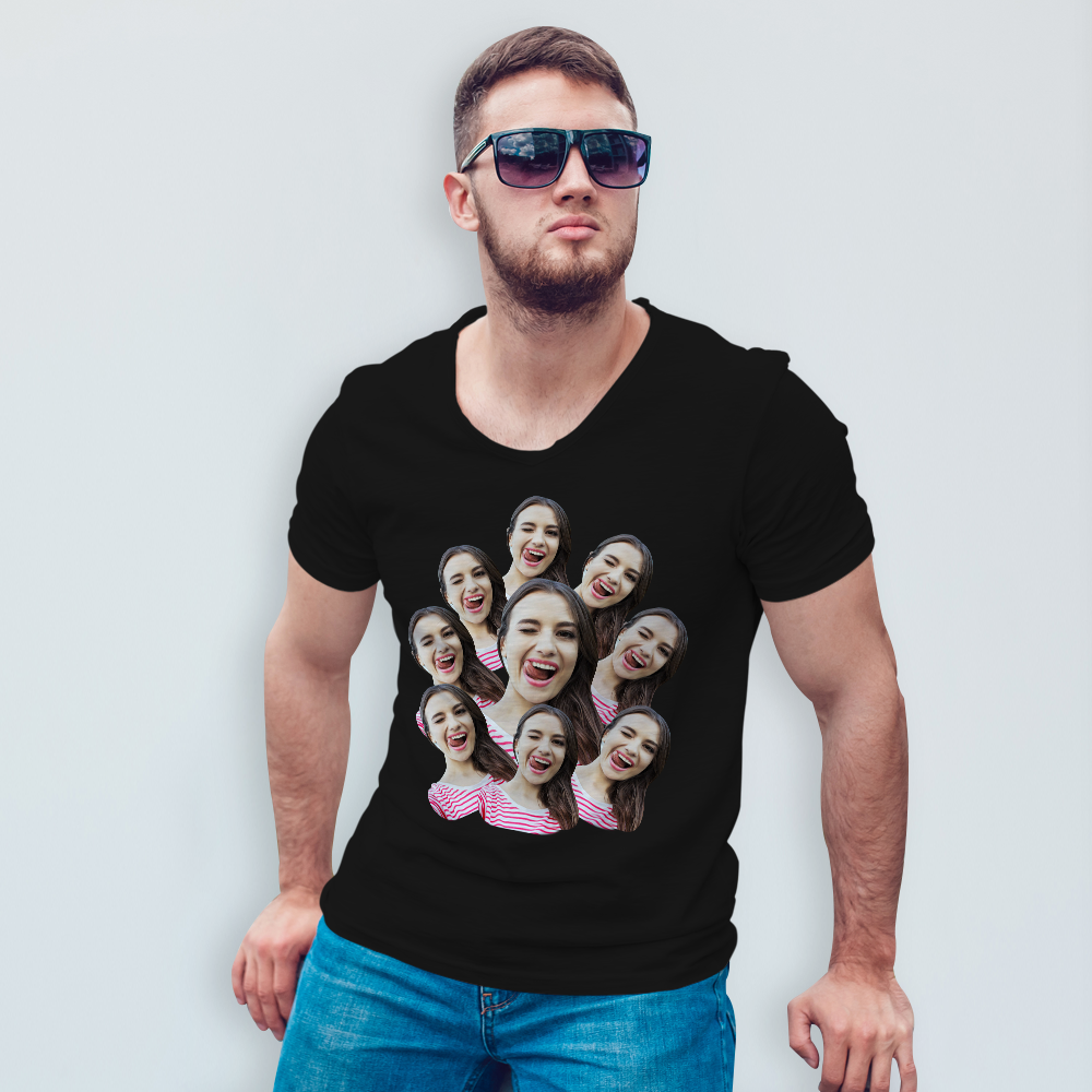 Custom My Face T-shirt Funny Man Face Tee