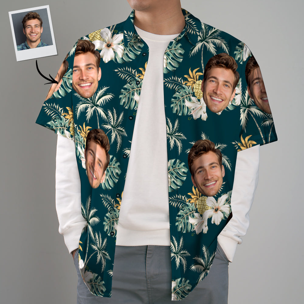Custom Face Hawaiian Shirt Funky Vintage Hawaiian Shirt Casual Button-Down Short Sleeve