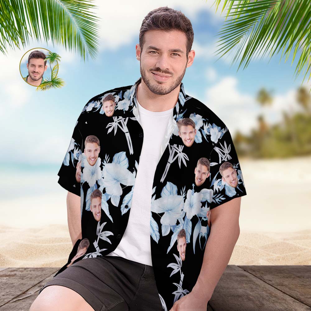 Custom Face Hawaiian Shirt Men's Popular All Over Print Hawaiian Beach