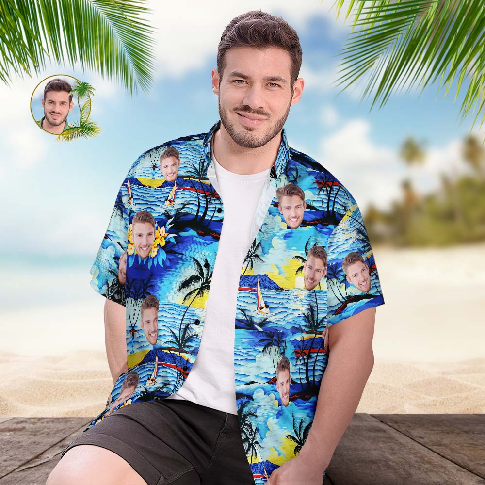  Custom Hawaiian Shirt Palm Tropical Flowers Beach