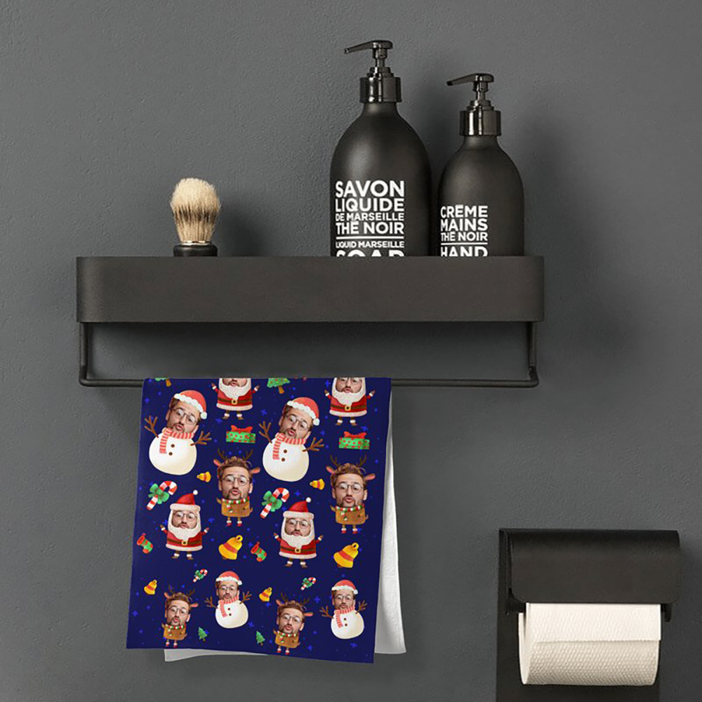 Custom Christmas Face Towel Santa Personalized Photo Towel Funny Christmas Gift - MyFaceTshirt