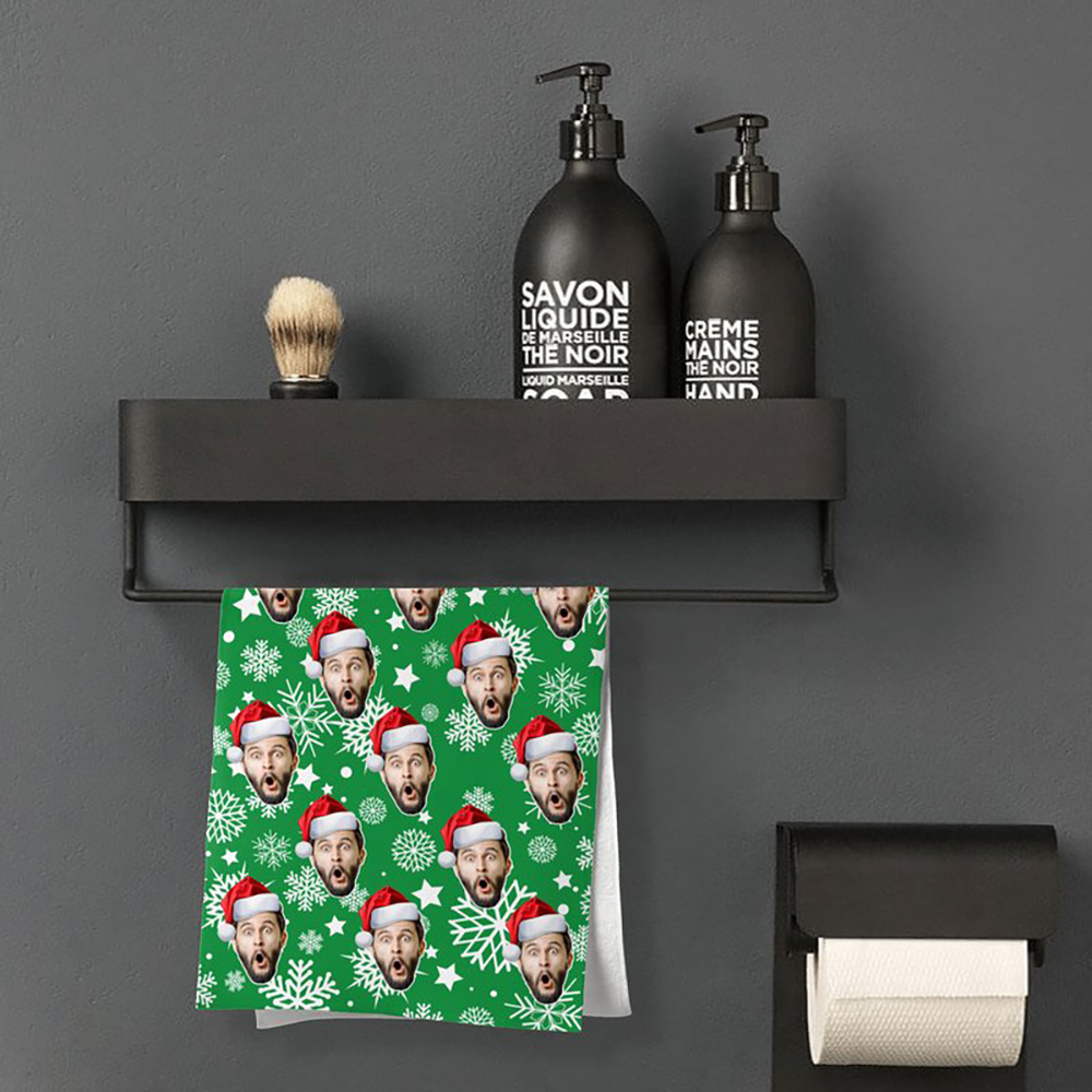 Custom Christmas Face Towel Snowflake Personalized Photo Towel Funny Christmas Gift - MyFaceTshirt