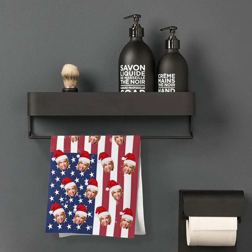 Custom Christmas Face Towel Flag Personalized Photo Towel Funny Christmas Gift - MyFaceTshirt