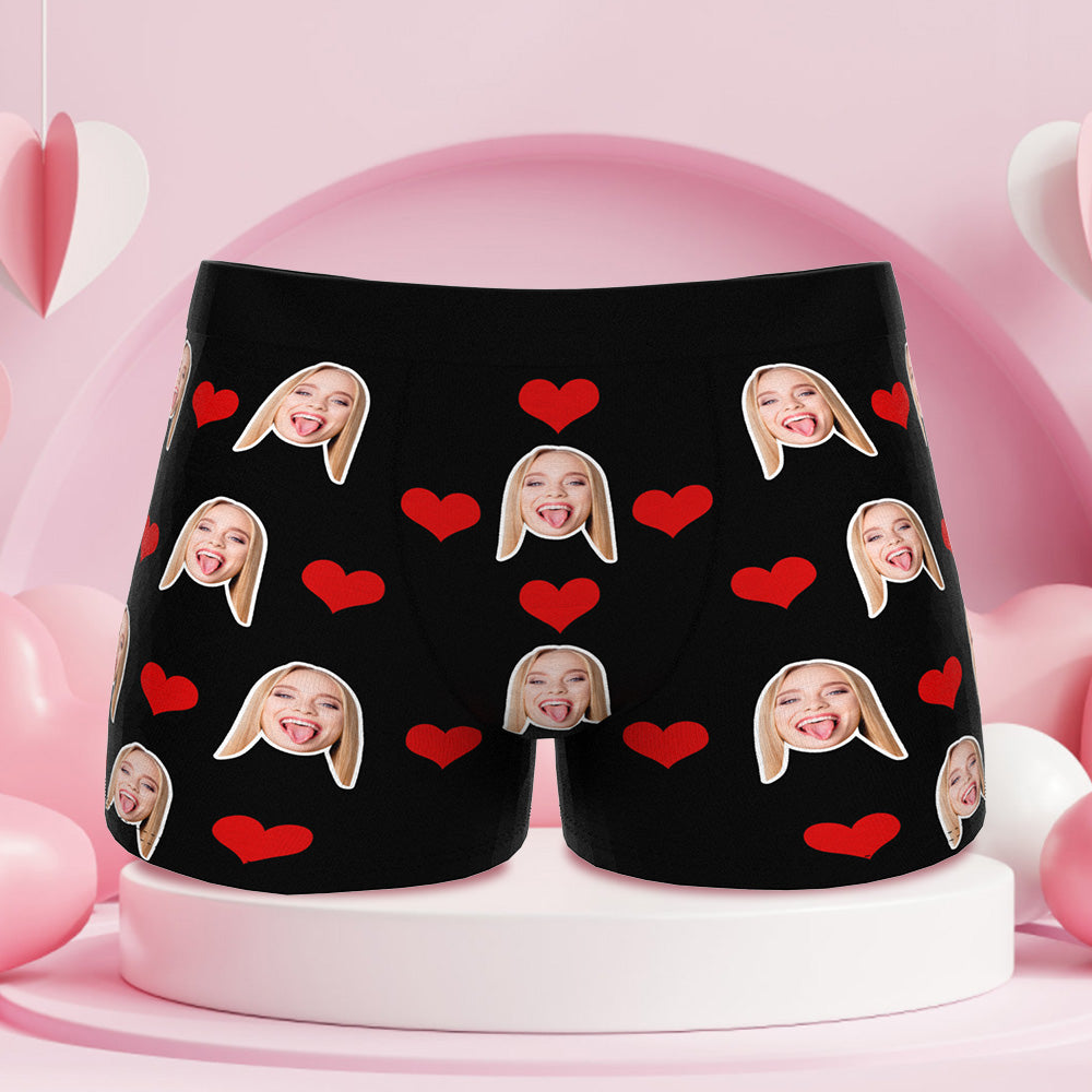 Valentine's Day Custom Boxers Underwear With Face My Photo Boxers Birthday Gift For Him