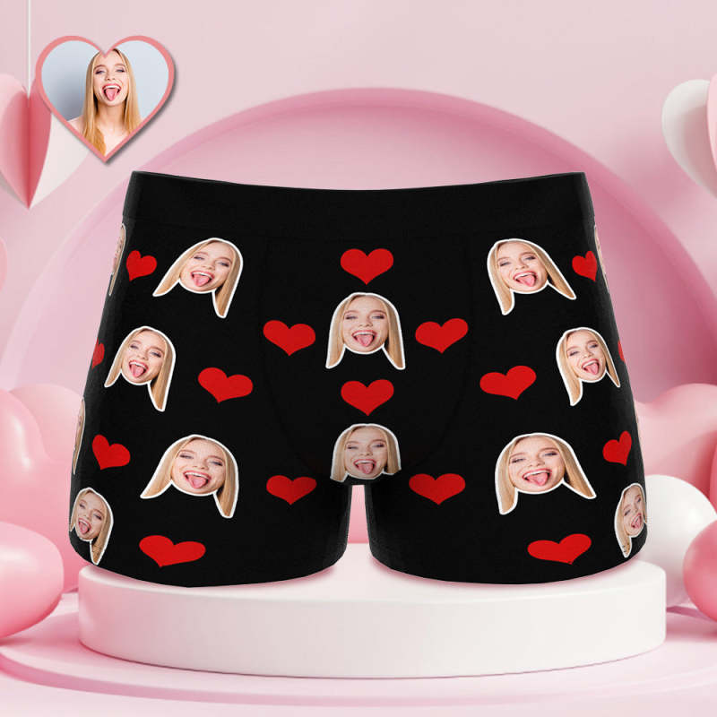 Face Photo on Underwear Valentine's Day Gift, Custom Face Boxers,  Personalized P