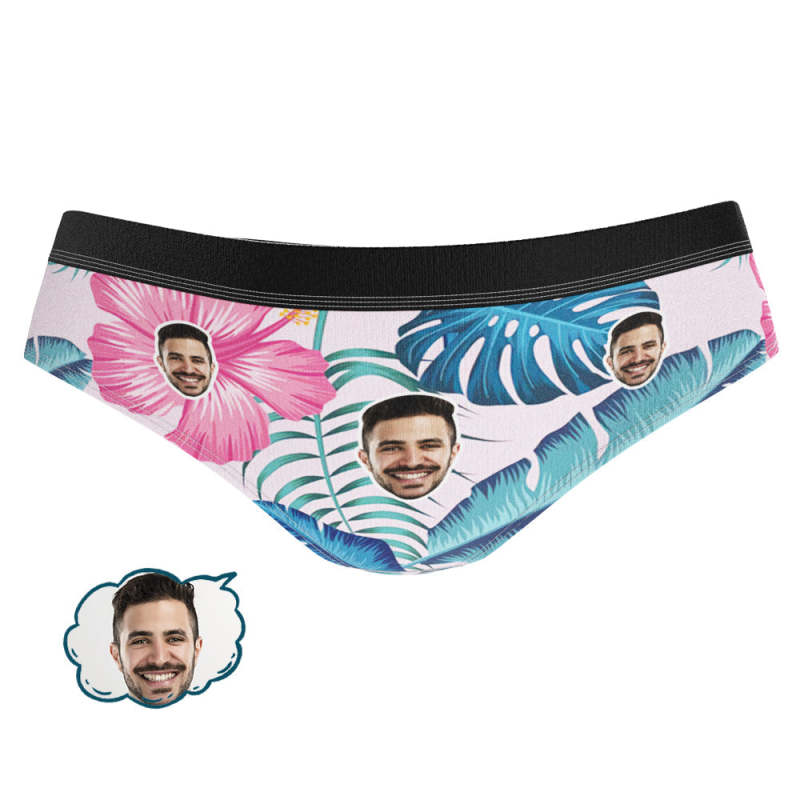 Custom Face Boxer Hawaiian Style Couple Matching Briefs Underwear Gift