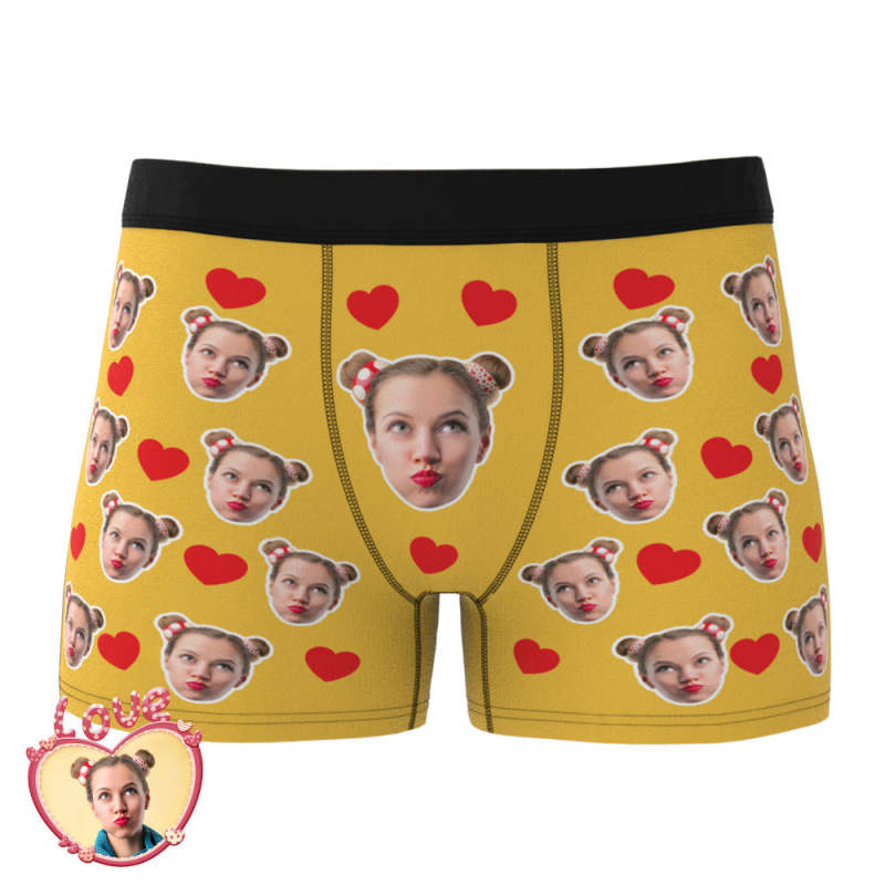 Custom Photo Funny Face Underwear Love Heart Creative Gifts for Him