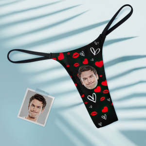 Custom Face Sexy Women's Tanga Thong Red Lips Heart Thong