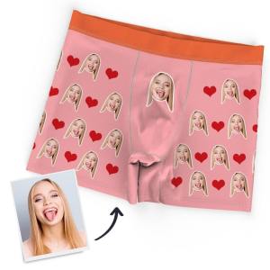 Custom Personalized Face Heart Boxer Personalised Men's Briefs Sexy Gift
