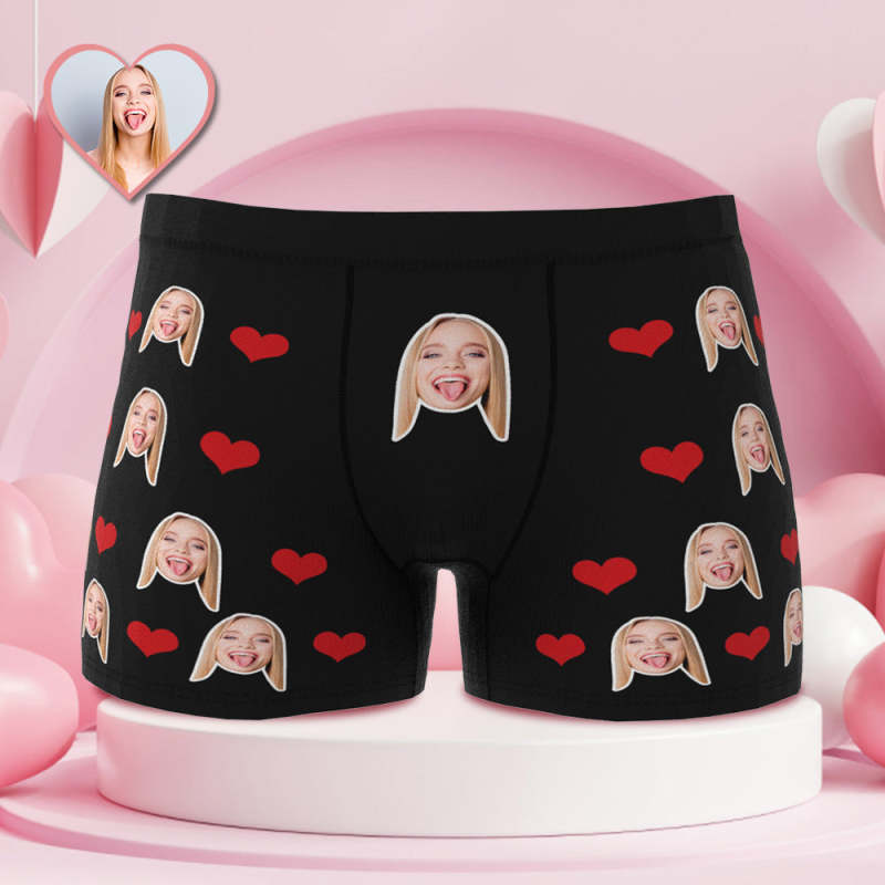 Valentine's Day Custom Personalized Face Heart Boxer Personalised Men's  Briefs Sexy Gift