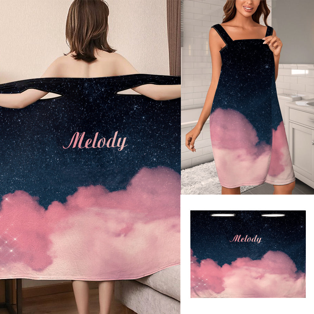 Custom Wrap Towel Dress Pink Clouds Bathrobe Bath Towel Wrap - MyFaceTshirt