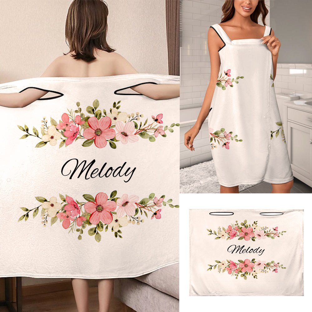 Custom Wrap Towel Dress Flower Bathrobe Bath Towel Wrap - MyFaceTshirt